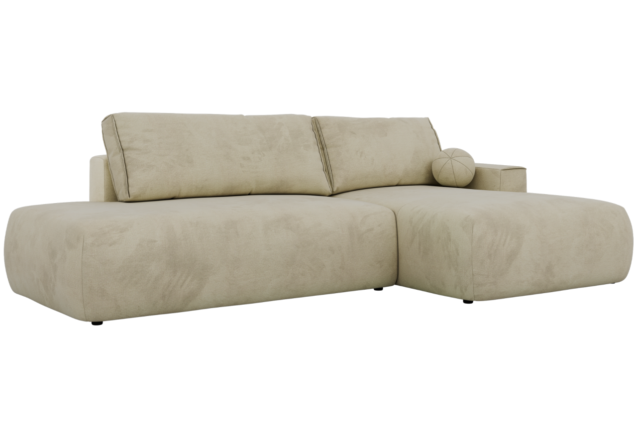 Narożnik TAREN L - strona prawa - beżowy, welwet