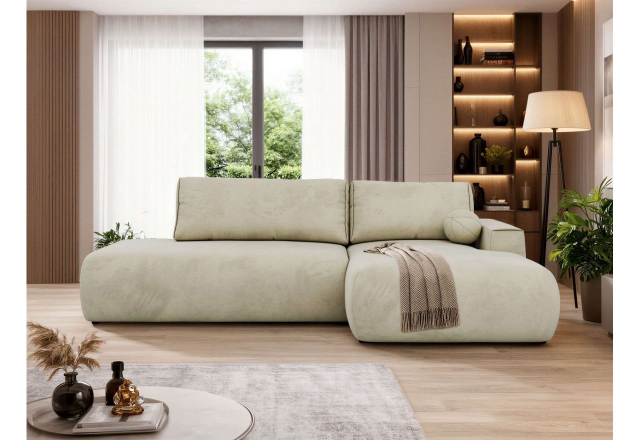 Narożnik TAREN L - strona prawa - beżowy, welwet