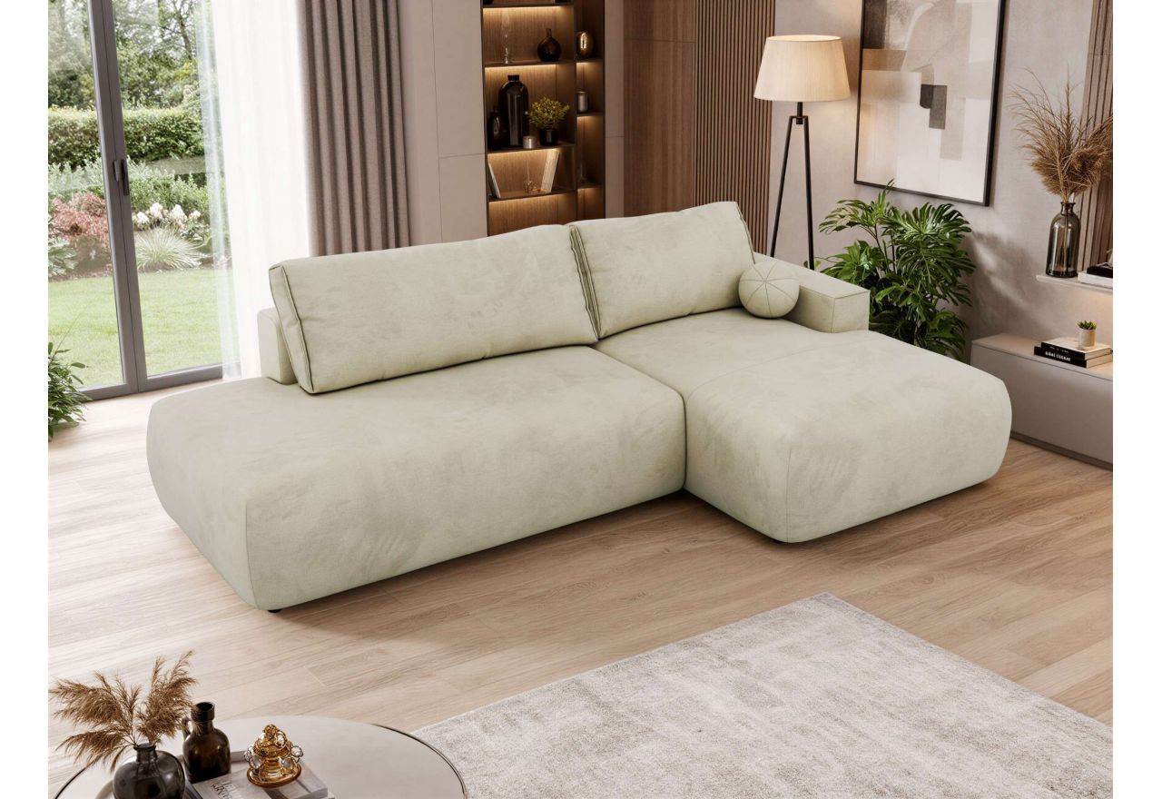 Narożnik TAREN L - strona prawa - beżowy, welwet