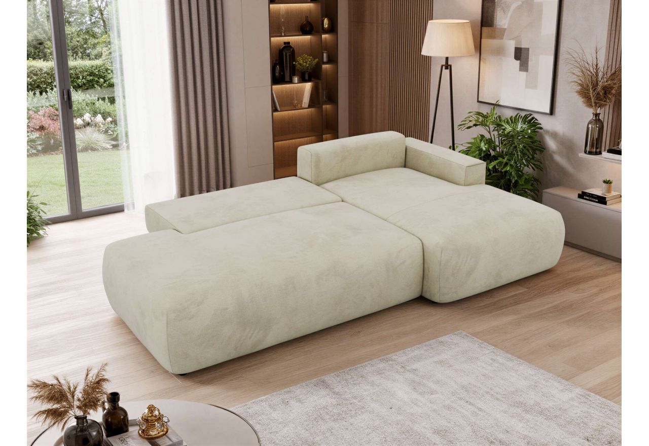 Narożnik TAREN L - strona prawa - beżowy, welwet