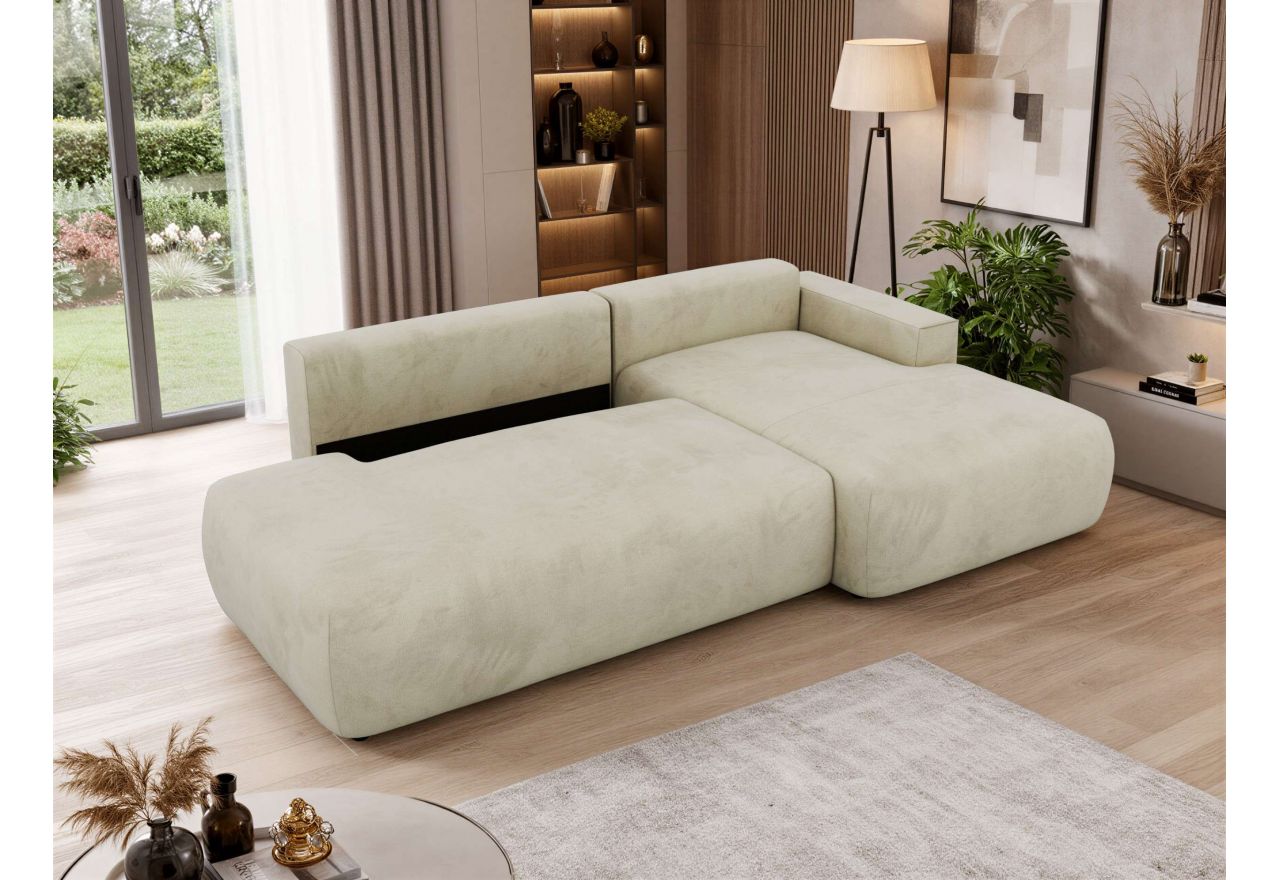 Narożnik TAREN L - strona prawa - beżowy, welwet