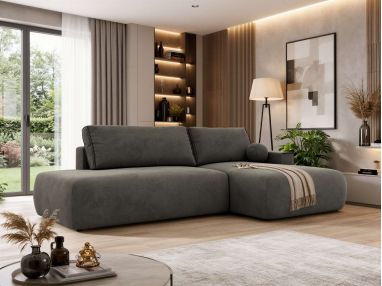 Narożnik TAREN L - strona prawa - ciemnoszary, welwet