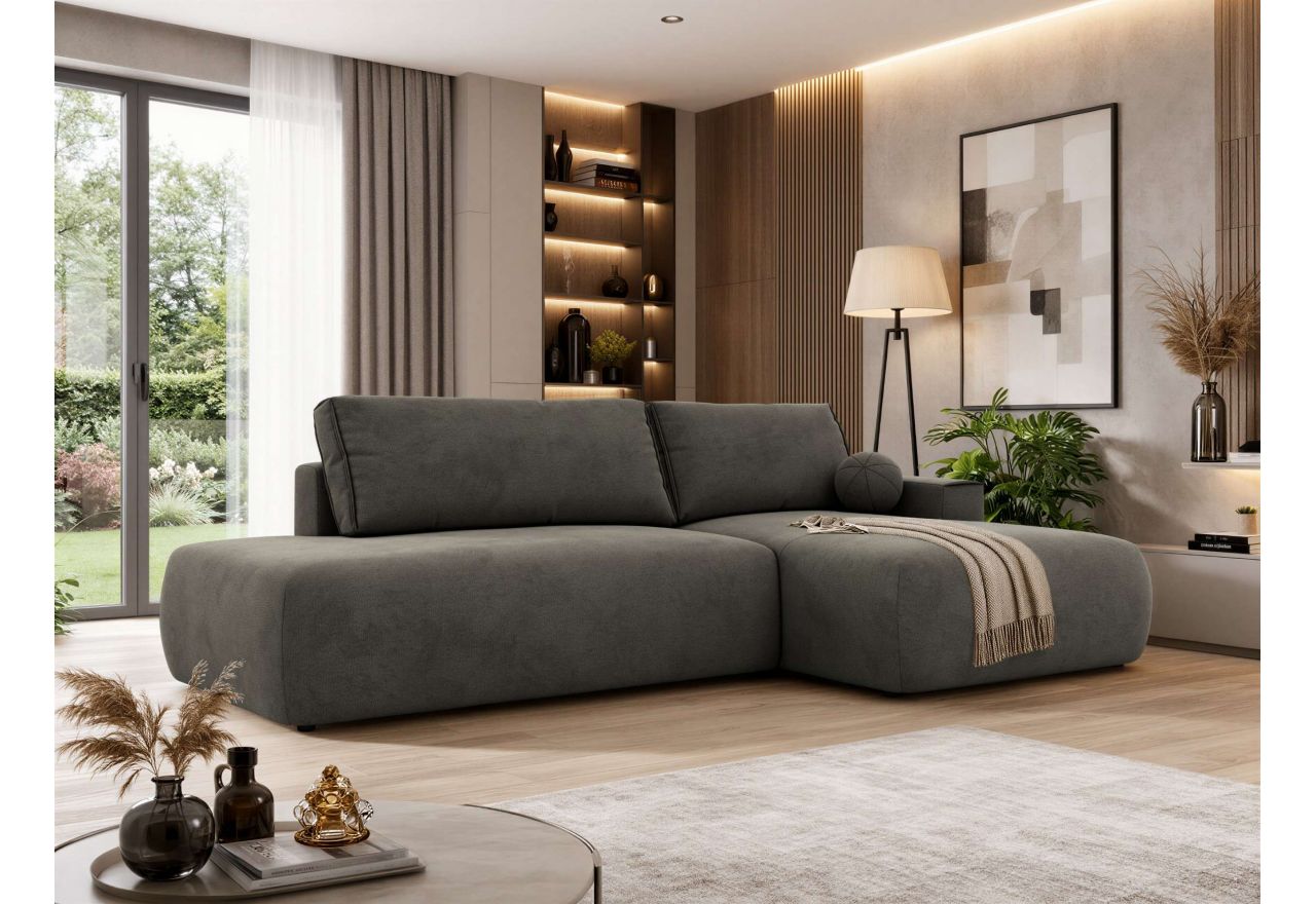 Narożnik TAREN L - strona prawa - ciemnoszary, welwet