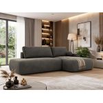 Narożnik TAREN L - strona prawa - ciemnoszary, welwet