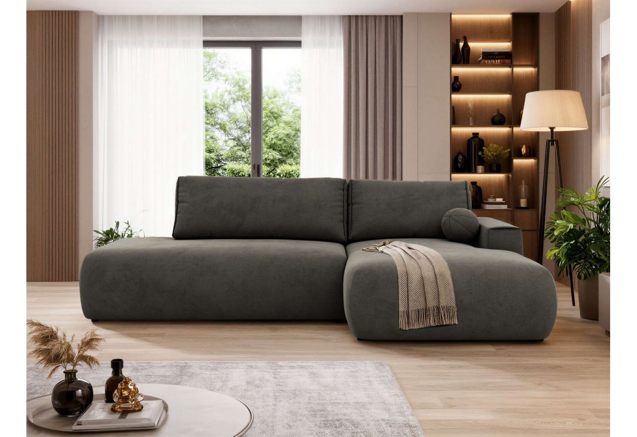 Narożnik TAREN L - strona prawa - ciemnoszary, welwet