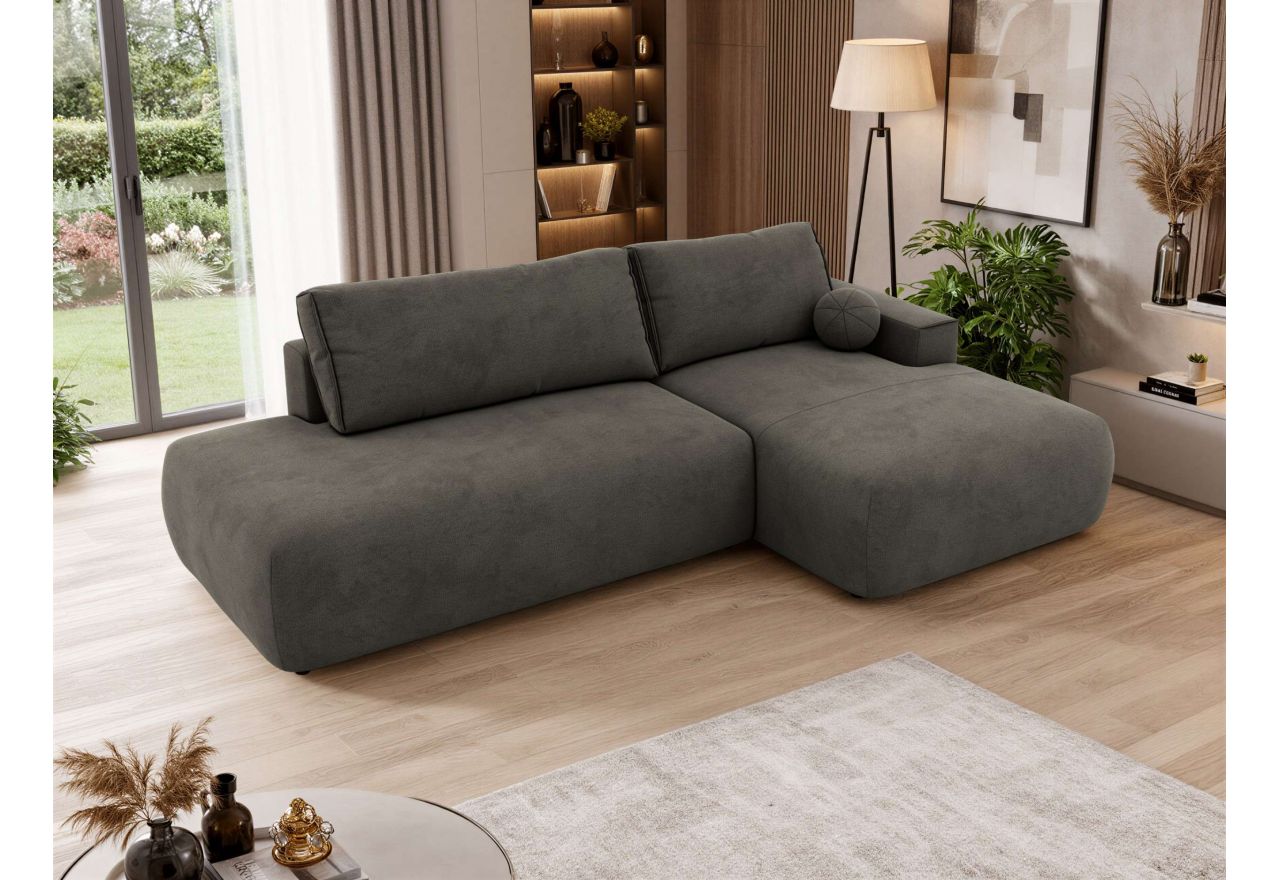 Narożnik TAREN L - strona prawa - ciemnoszary, welwet