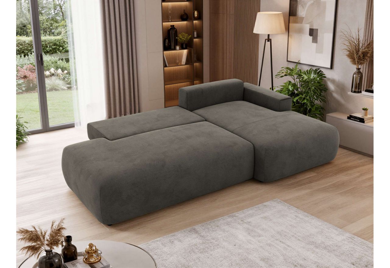 Narożnik TAREN L - strona prawa - ciemnoszary, welwet