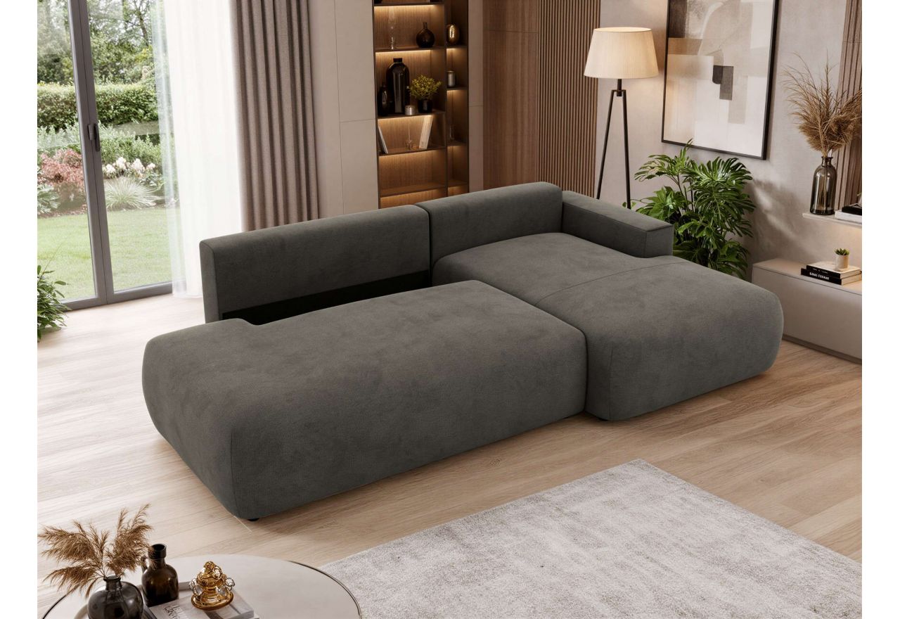 Narożnik TAREN L - strona prawa - ciemnoszary, welwet