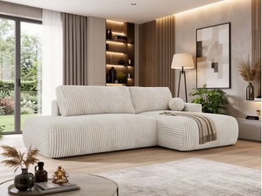 Narożnik TAREN L - strona prawa - beżowy, sztruks