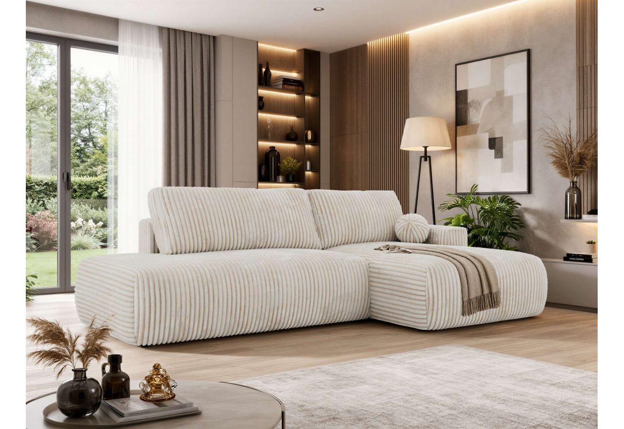 Narożnik TAREN L - strona prawa - beżowy, sztruks