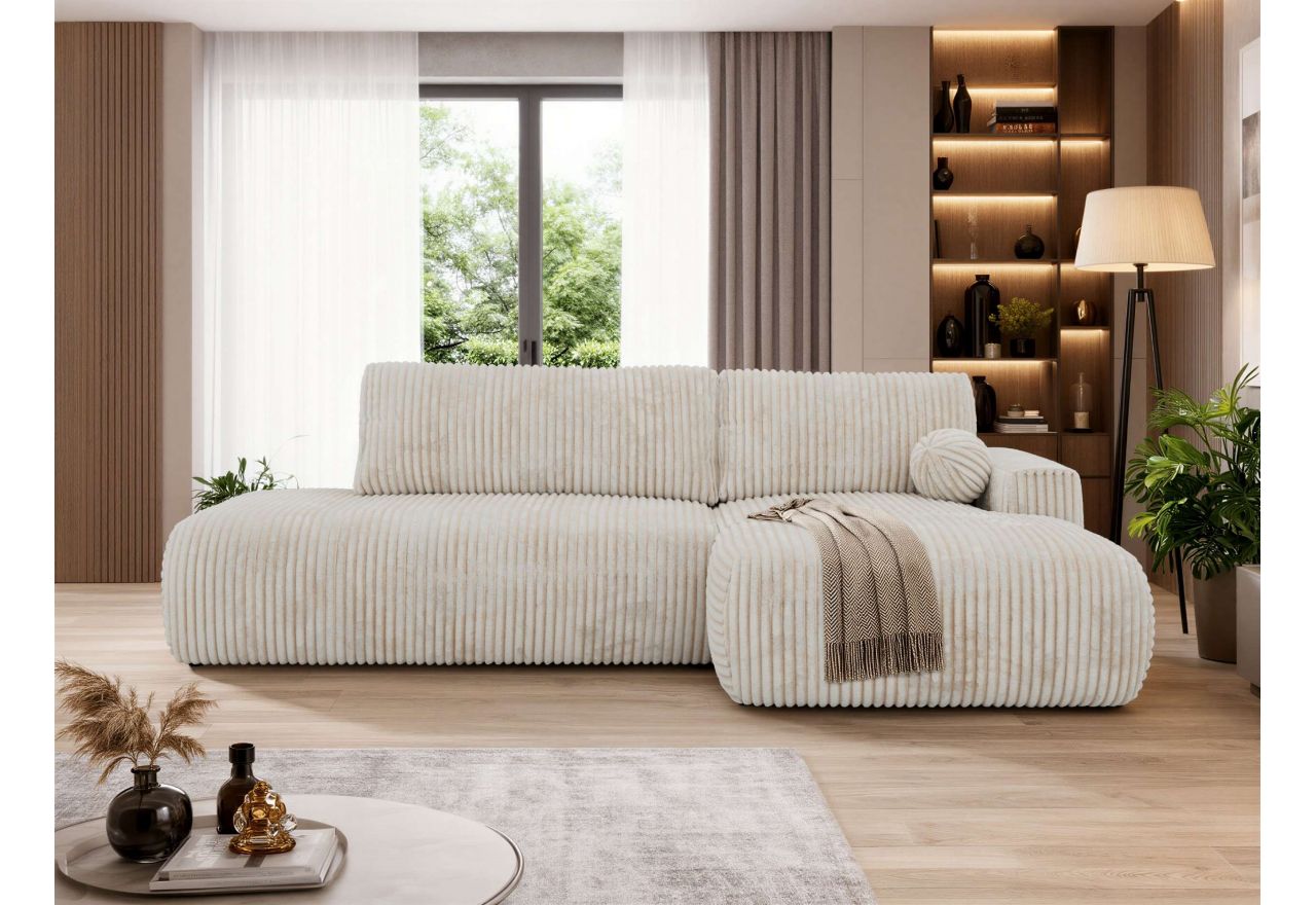 Narożnik TAREN L - strona prawa - beżowy, sztruks