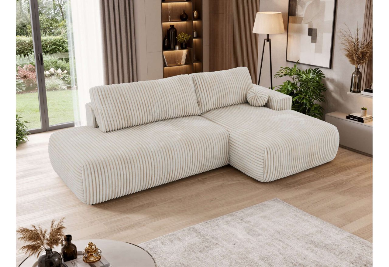 Narożnik TAREN L - strona prawa - beżowy, sztruks