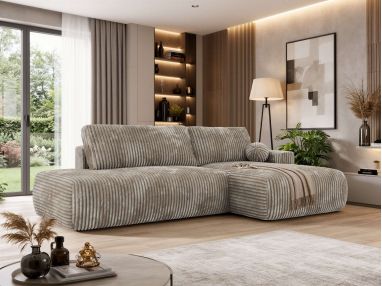 Narożnik TAREN L - strona prawa - jasnobrązowy, sztruks