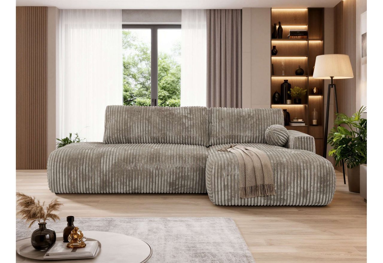 Narożnik TAREN L - strona prawa - jasnobrązowy, sztruks