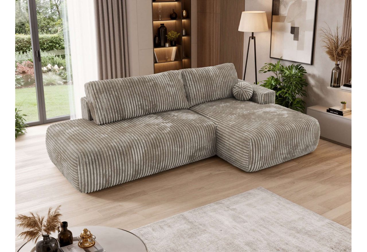 Narożnik TAREN L - strona prawa - jasnobrązowy, sztruks