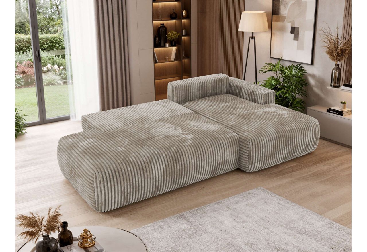 Narożnik TAREN L - strona prawa - jasnobrązowy, sztruks