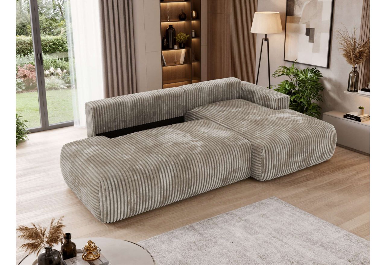 Narożnik TAREN L - strona prawa - jasnobrązowy, sztruks