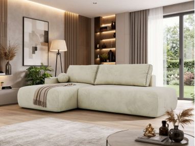 Narożnik TAREN L - strona lewa - beżowy, welwet