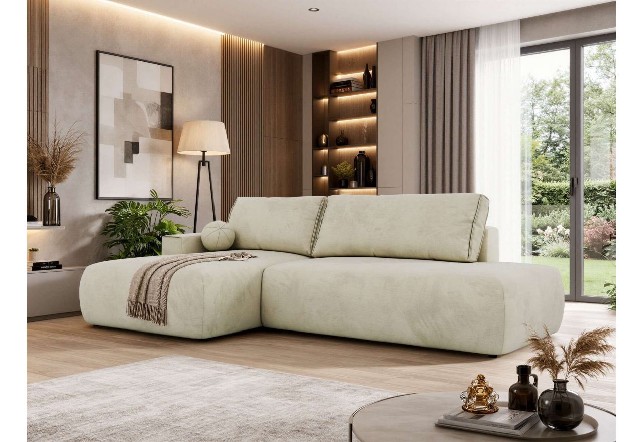 Narożnik TAREN L - strona lewa - beżowy, welwet