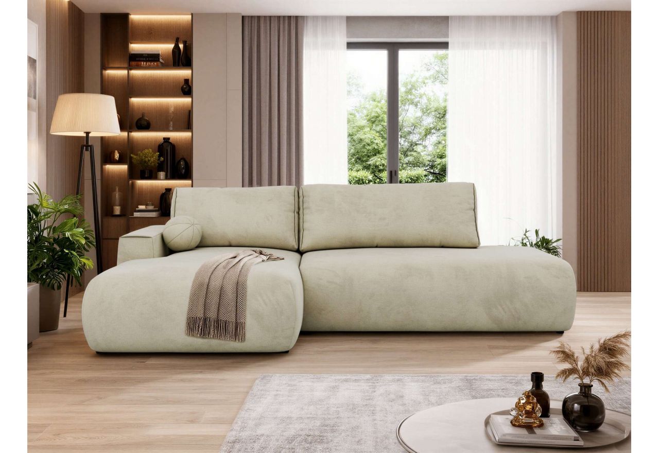 Narożnik TAREN L - strona lewa - beżowy, welwet