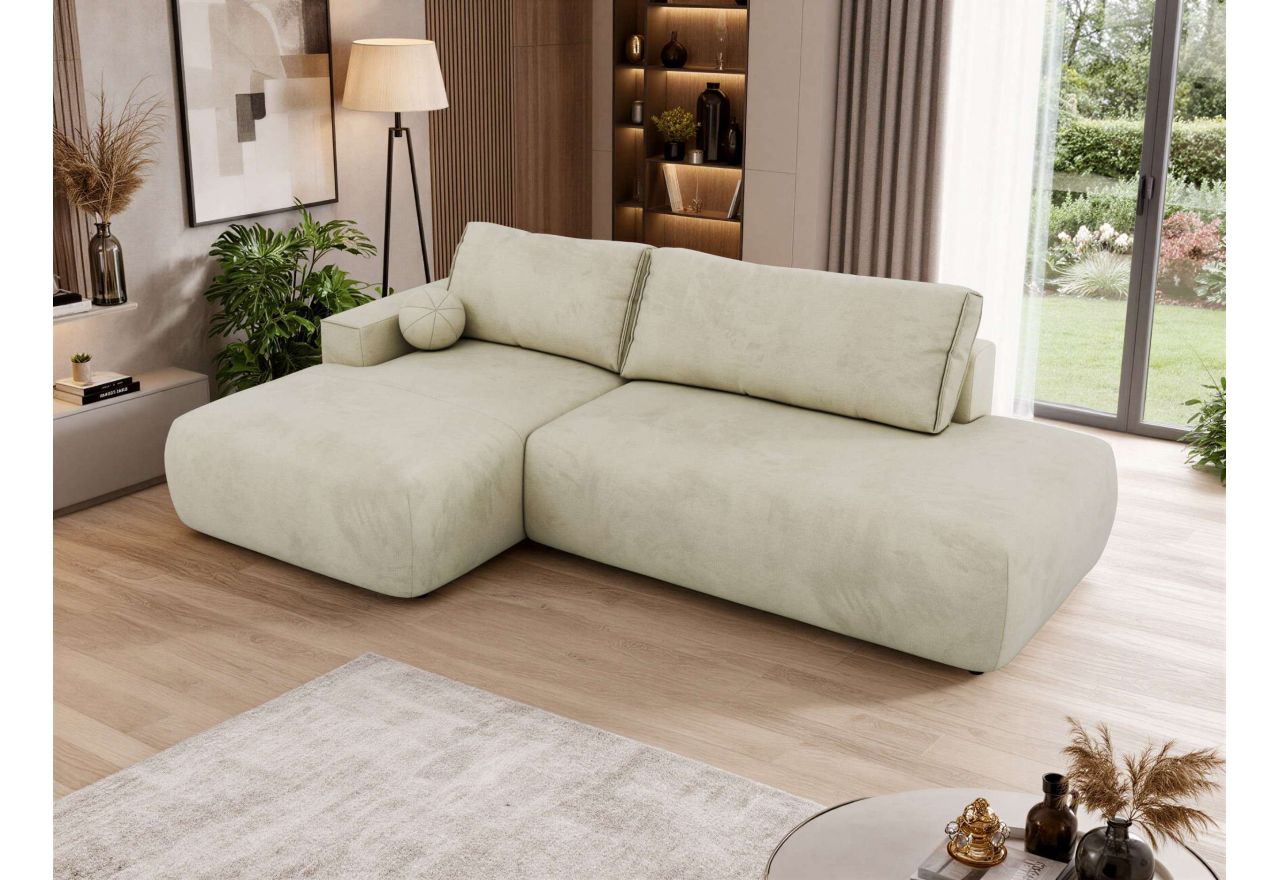 Narożnik TAREN L - strona lewa - beżowy, welwet