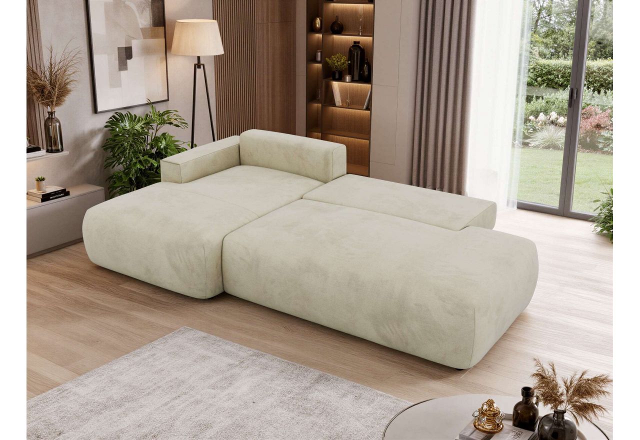 Narożnik TAREN L - strona lewa - beżowy, welwet