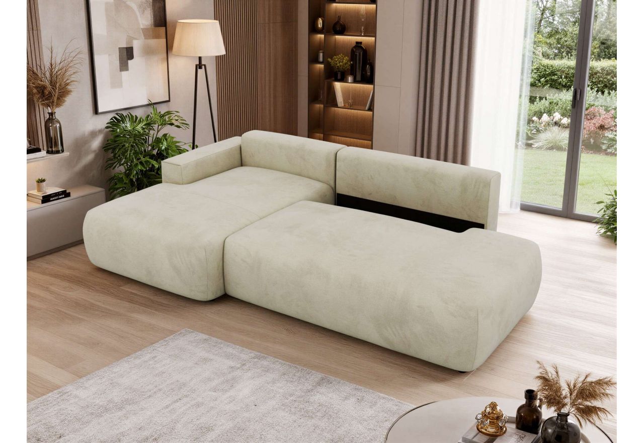 Narożnik TAREN L - strona lewa - beżowy, welwet