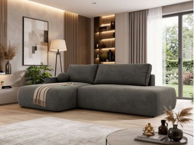 Narożnik TAREN L - strona lewa - ciemnoszary, welwet