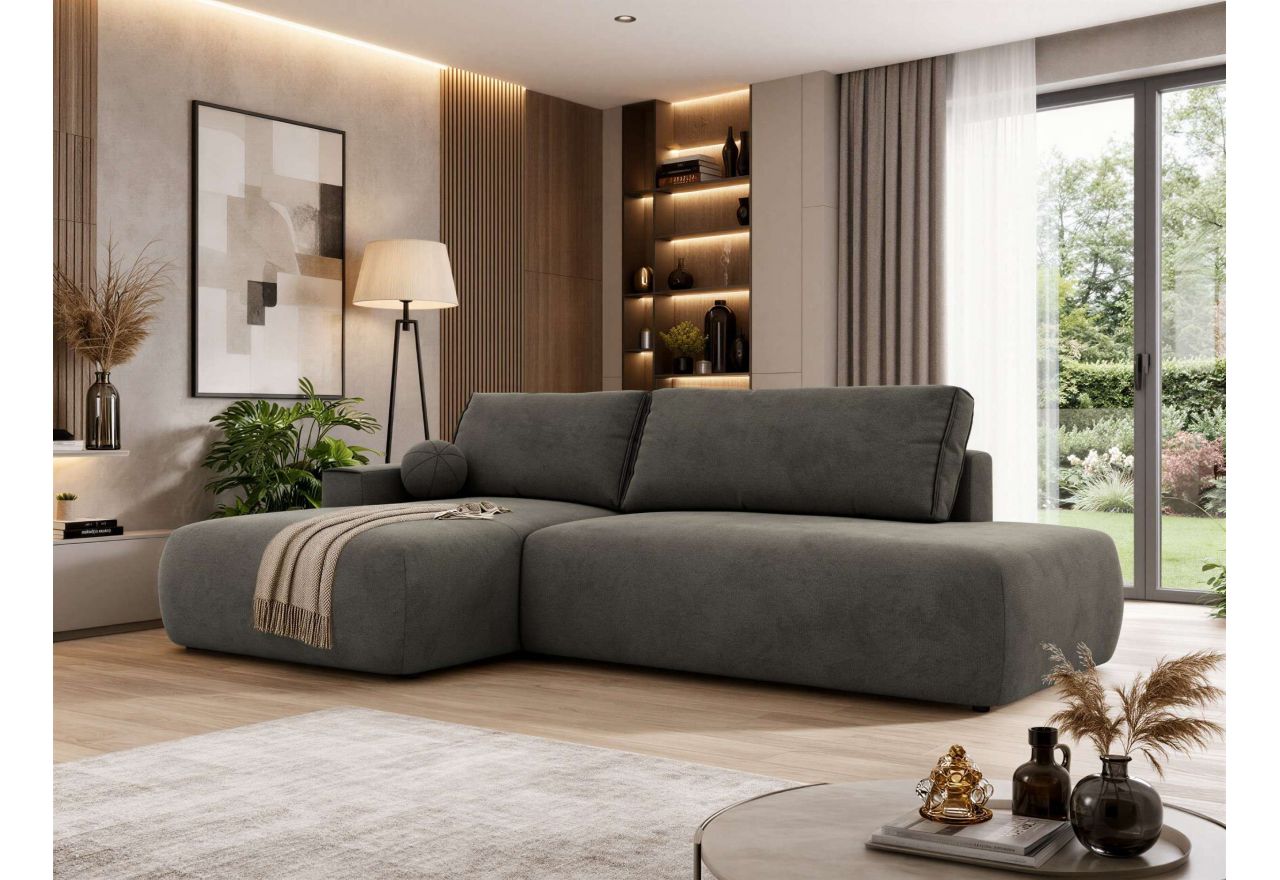 Narożnik TAREN L - strona lewa - ciemnoszary, welwet