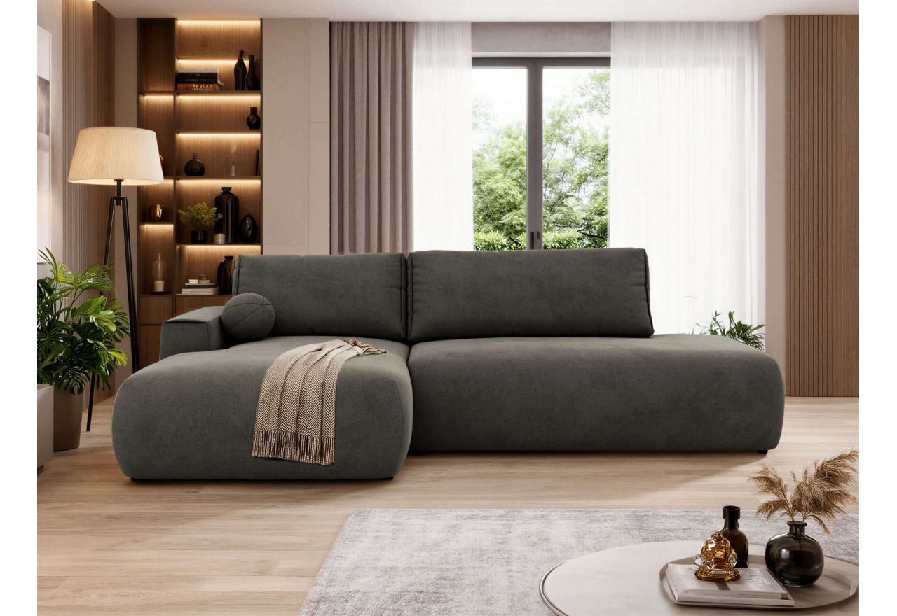 Narożnik TAREN L - strona lewa - ciemnoszary, welwet