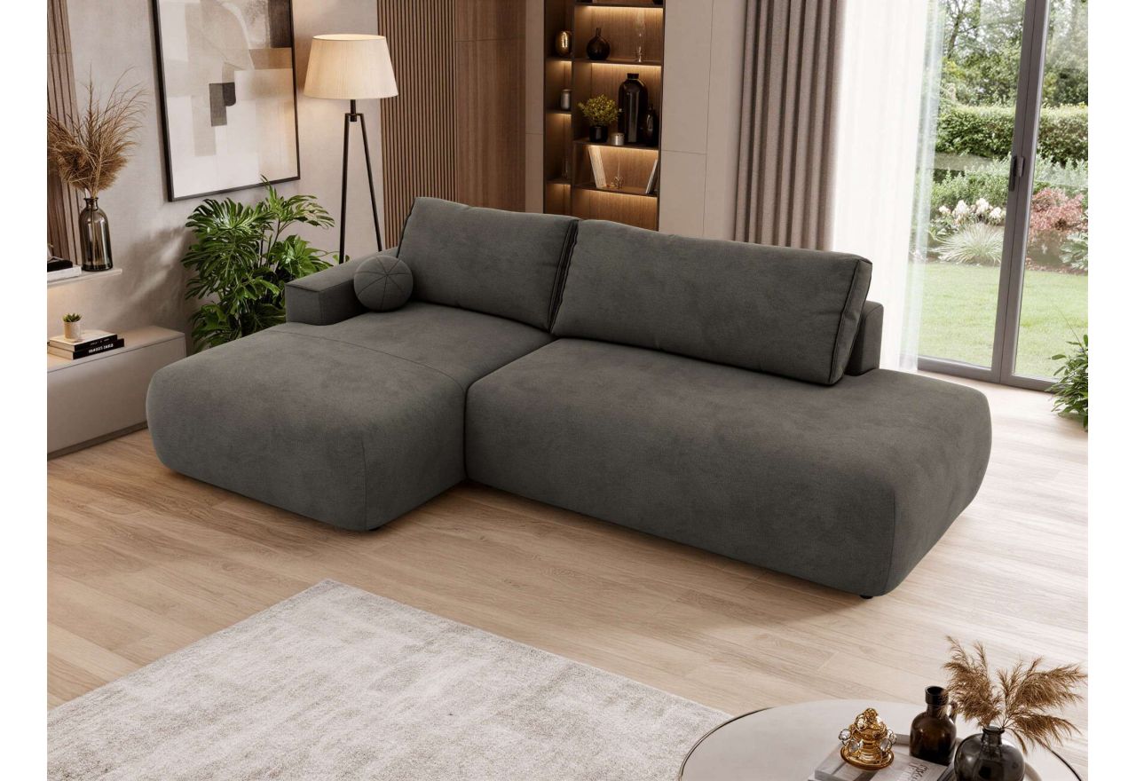 Narożnik TAREN L - strona lewa - ciemnoszary, welwet