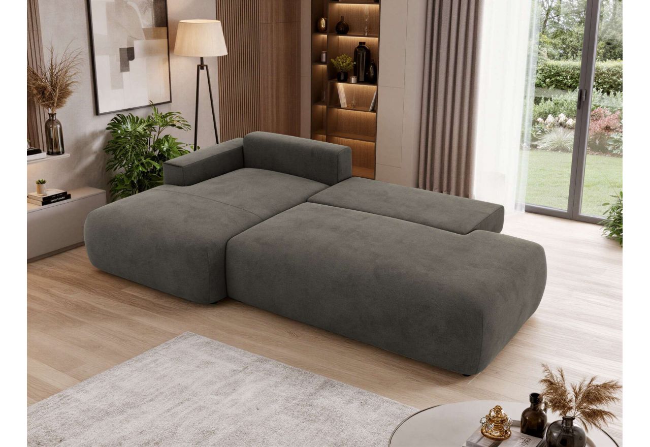 Narożnik TAREN L - strona lewa - ciemnoszary, welwet