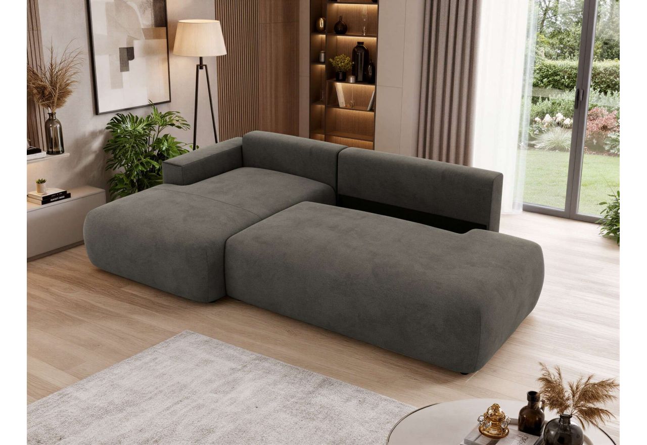 Narożnik TAREN L - strona lewa - ciemnoszary, welwet