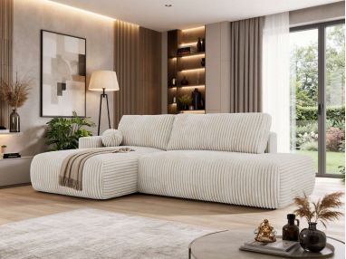 Narożnik TAREN L - strona lewa - beżowy, sztruks