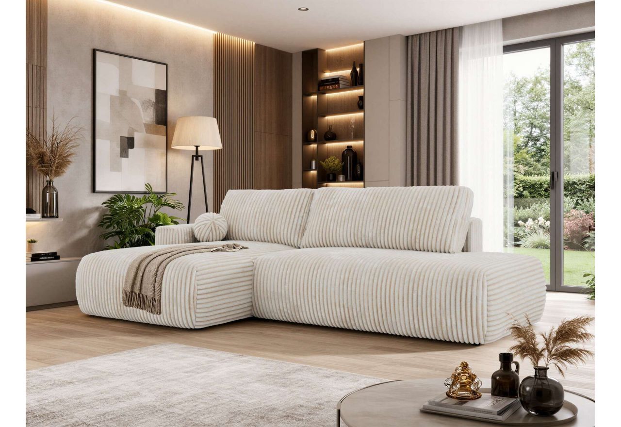 Narożnik TAREN L - strona lewa - beżowy, sztruks