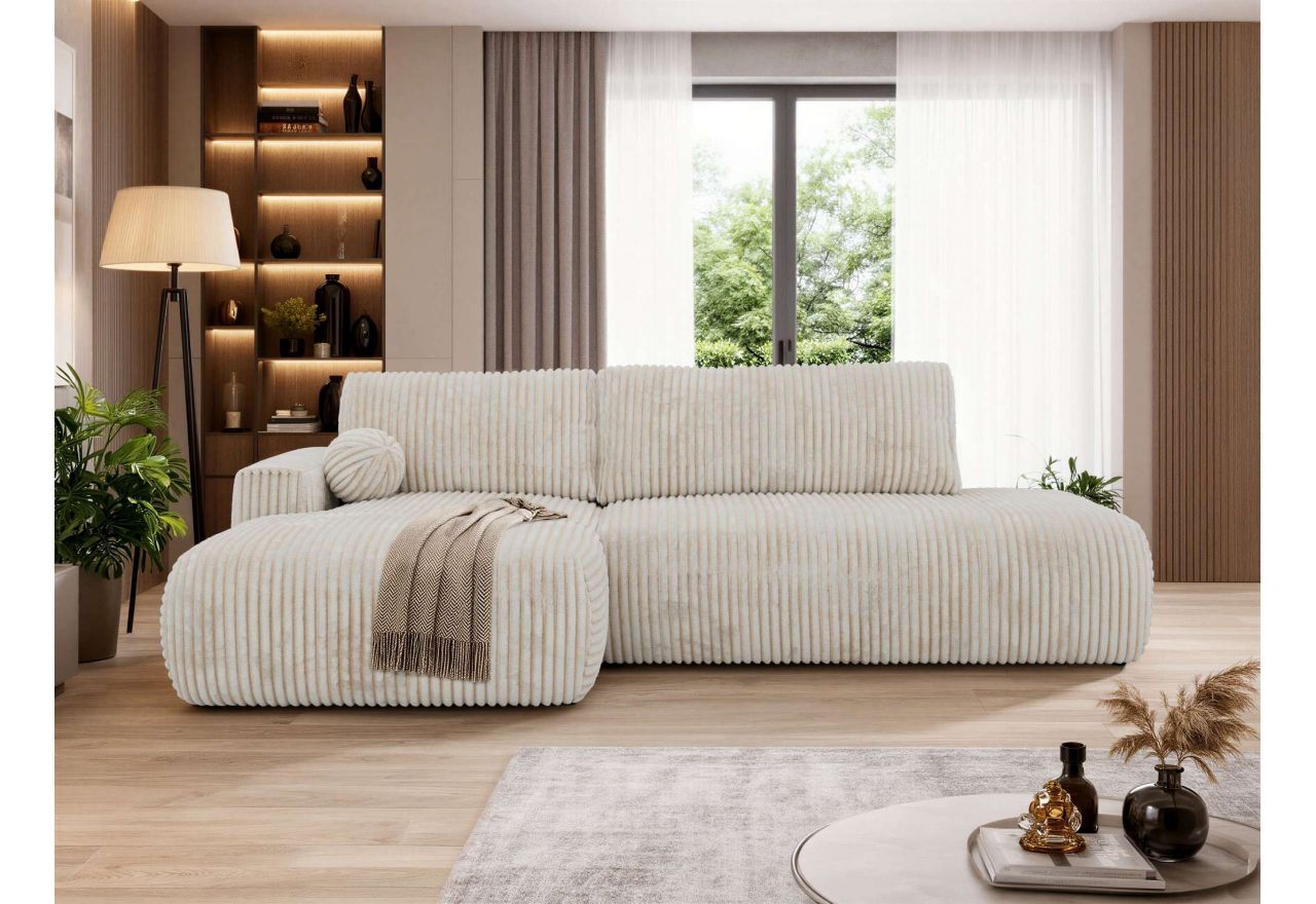 Narożnik TAREN L - strona lewa - beżowy, sztruks