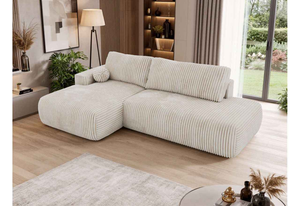 Narożnik TAREN L - strona lewa - beżowy, sztruks