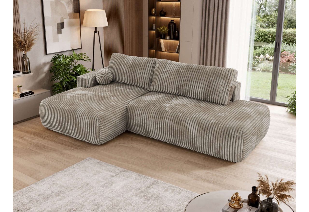 Narożnik TAREN L - strona lewa - jasnobrązowy, sztruks