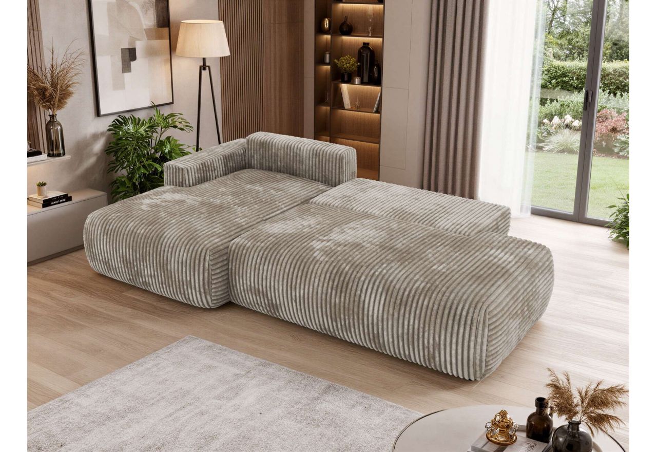 Narożnik TAREN L - strona lewa - jasnobrązowy, sztruks