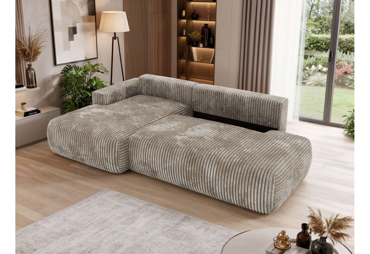 Narożnik TAREN L - strona lewa - jasnobrązowy, sztruks