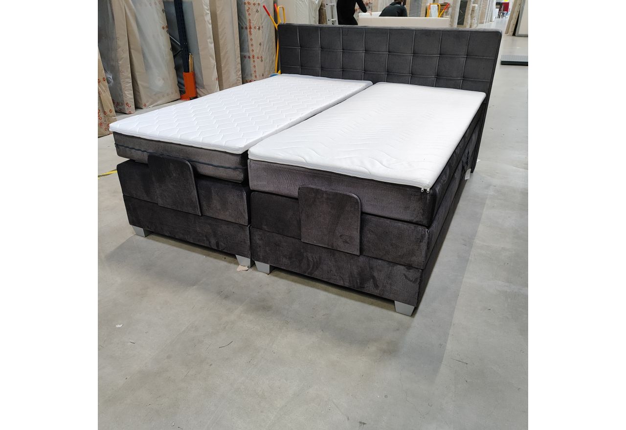 Łóżko kontynentalne, elektrycznie sterowane z pilota - ELECTRO 180x200 - Monolith 92 - ciemny szary - OUTLETU