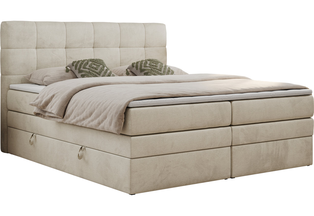 Łóżko kontynentalne LUKA KING 140x200 - Monolith 02 - beżowy - OUTLETU