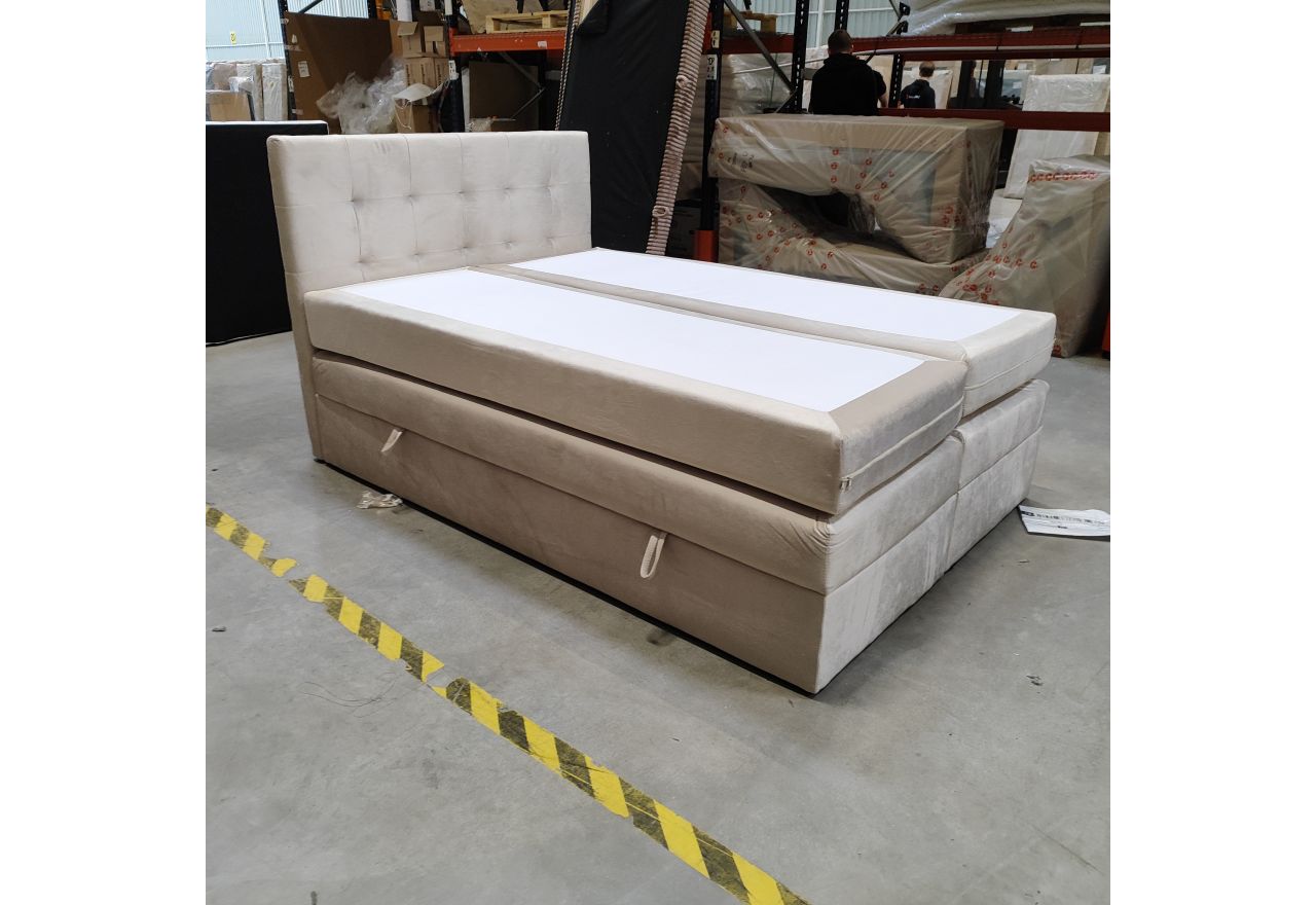 Łóżko kontynentalne LUKA KING 140x200 - Monolith 02 - beżowy - OUTLETU
