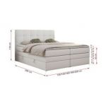 Łóżko kontynentalne LUKA KING 160x200 - Soft 17 - biała ekoskóra - OUTLETU