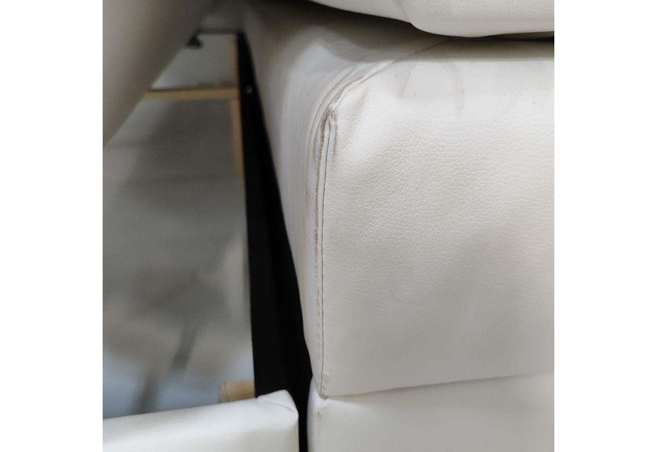 Łóżko kontynentalne LUKA KING 160x200 - Soft 17 - biała ekoskóra - OUTLETU