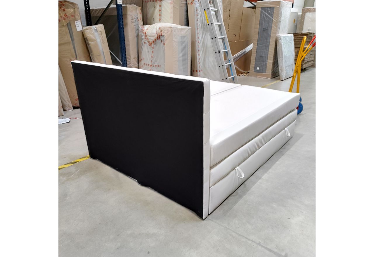 Łóżko kontynentalne LUKA KING 160x200 - Soft 17 - biała ekoskóra - OUTLETU
