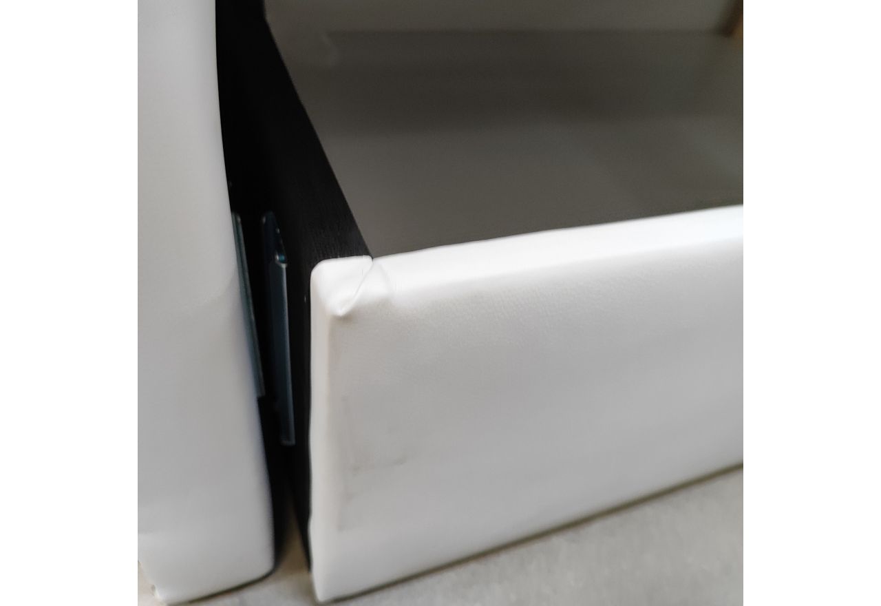 Łóżko kontynentalne LUKA KING 160x200 - Soft 17 - biała ekoskóra - OUTLETU