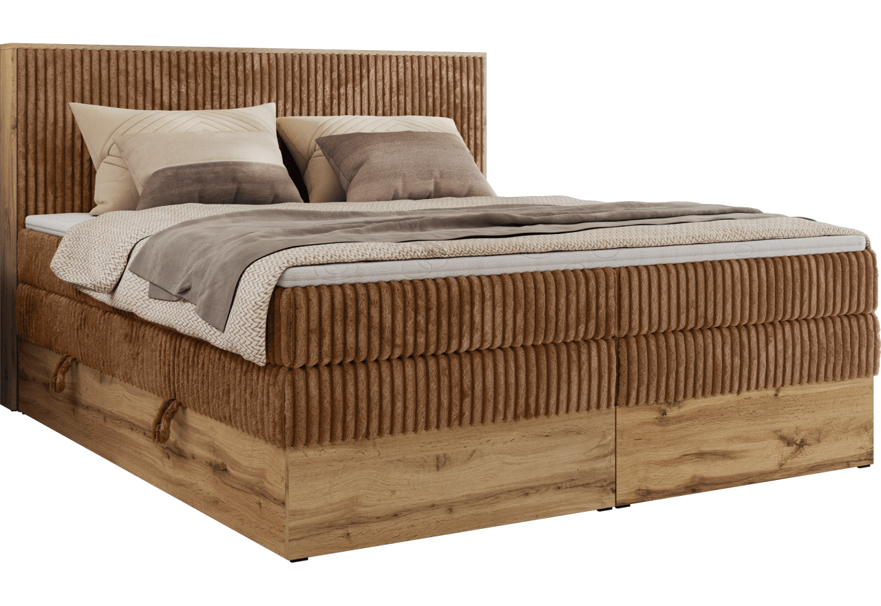 Łóżko kontynentalne WOOD CLASSIC KING 160x200 - Tilia 56 - pomarańczowy - OUTLETU