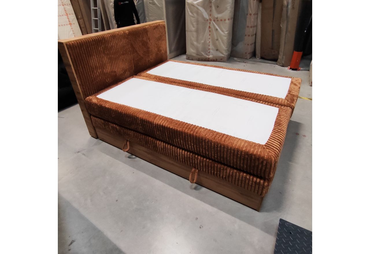 Łóżko kontynentalne WOOD CLASSIC KING 160x200 - Tilia 56 - pomarańczowy - OUTLETU