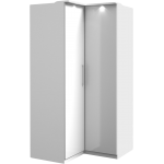 Nowoczesna szafa narożna z opcją oświetlenia LED do sypialni i garderoby - OLIVER Biały / Biały połysk